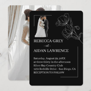 Simple Black and White Overlay Photo 2026 Wedding Invitation