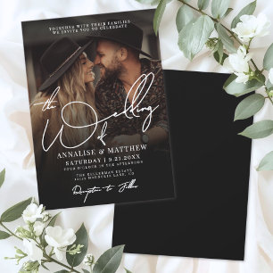 Simple Black And White Overlay Photo Wedding Invitation