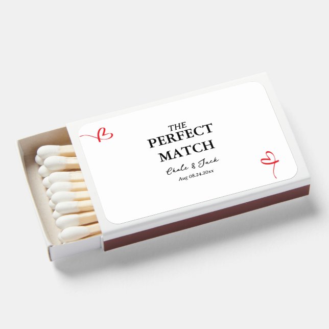 Simple Black and White Perfect Match Wedding Favor (Front Open)