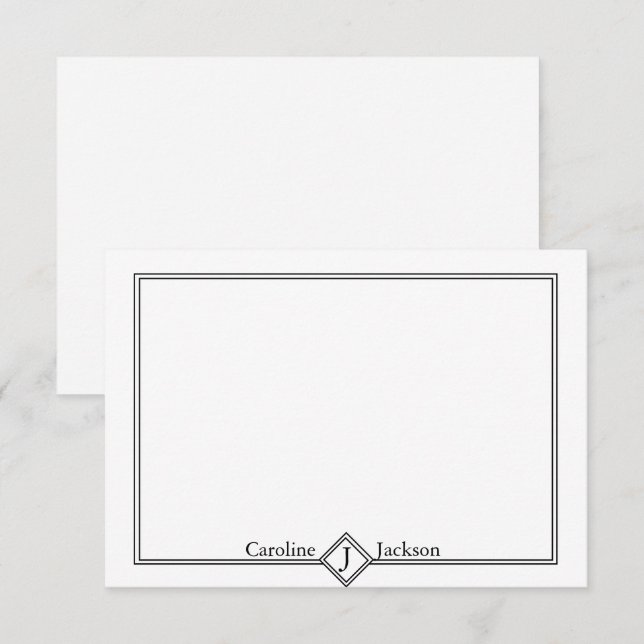 Simple black and white personalized note card (Front/Back)
