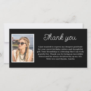 Simple Black and White Photo Birthday  Thank You Card