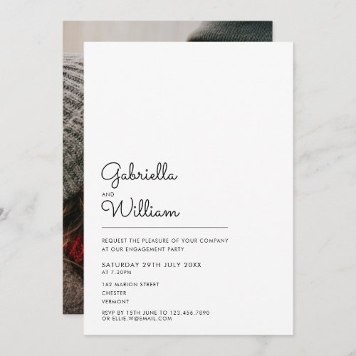 Simple Black and White Photo Engagement Invitation