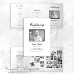 Simple Black and White Photo Funeral Program