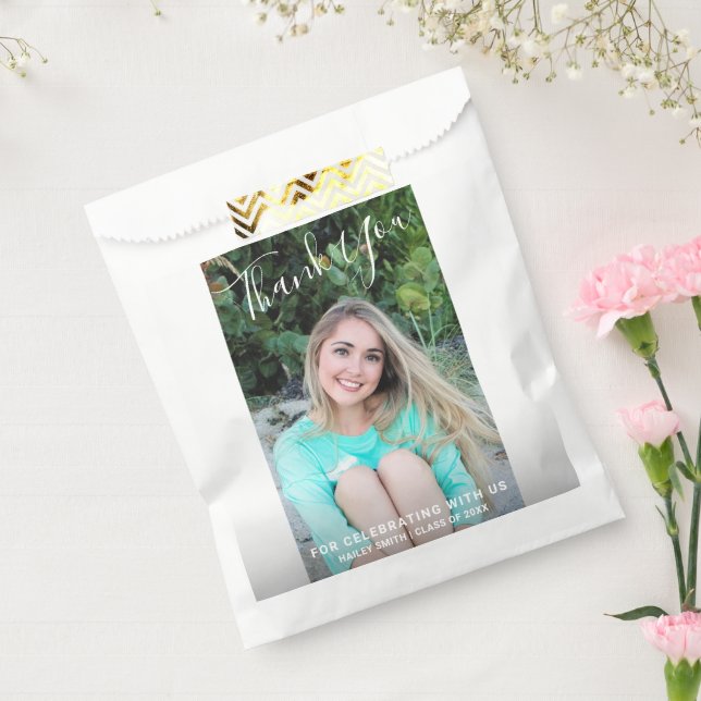 Simple Black and White Photo Modern Graduation Favor Bag (Sealed)