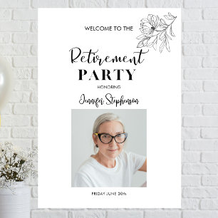 Simple Black And White Photo Retirement Welcome Foam Board