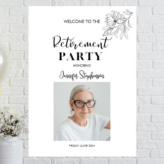 Simple Black And White Photo Retirement Welcome Foam Board