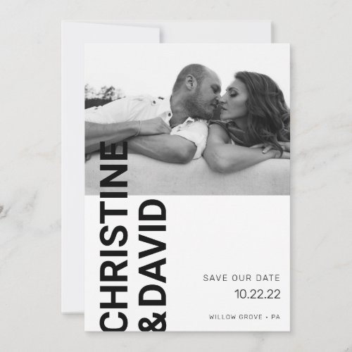 Simple Black and White Photo Save the Date Card