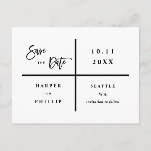 Simple Black and White Photo Save the Date Postcard