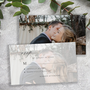 Simple black and white photo wedding RSVP Enclosure Card