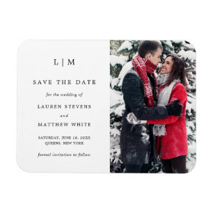 Simple Black and White Photo Wedding Save the Date Magnet