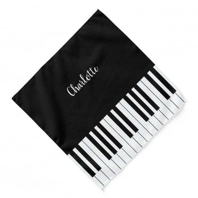 Simple Black and White Piano Keyboard Bandana (Front)