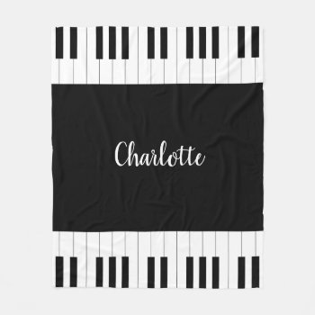 Simple Black And White Piano Keyboard Fleece Blanket by AZ_DESIGN at Zazzle