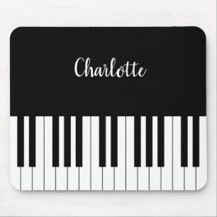 Simple Black and White Piano Keyboard Mouse Pad