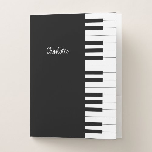 Simple Black and White Piano Keyboard Pocket Folder