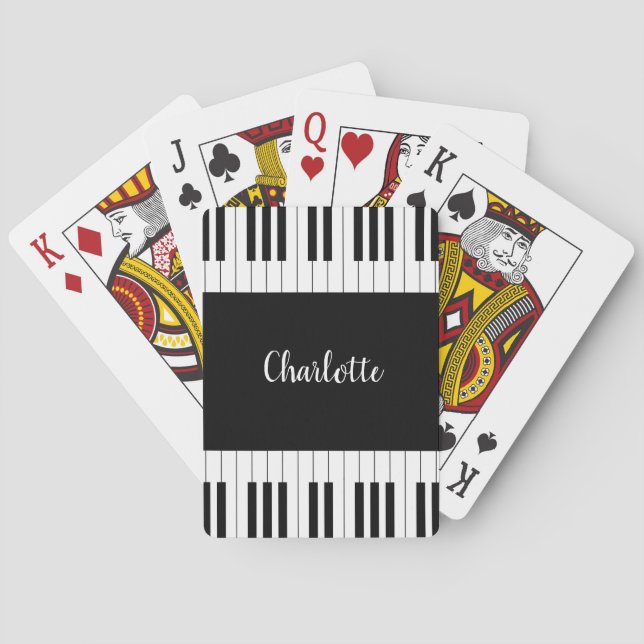 Simple Black and White Piano Keyboard Poker Cards (Back)