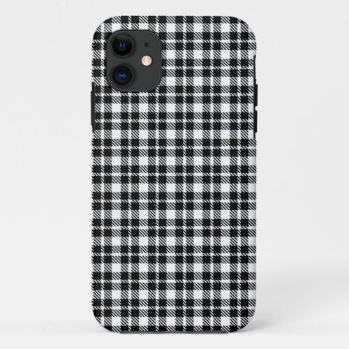 Simple black and white plaid gingham pattern iPhone 11 case