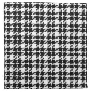 Simple black and white plaid gingham pattern cloth napkin