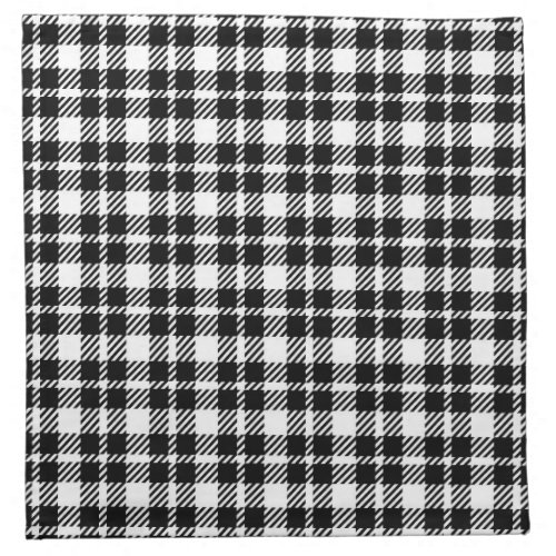 Simple black and white plaid gingham pattern cloth napkin