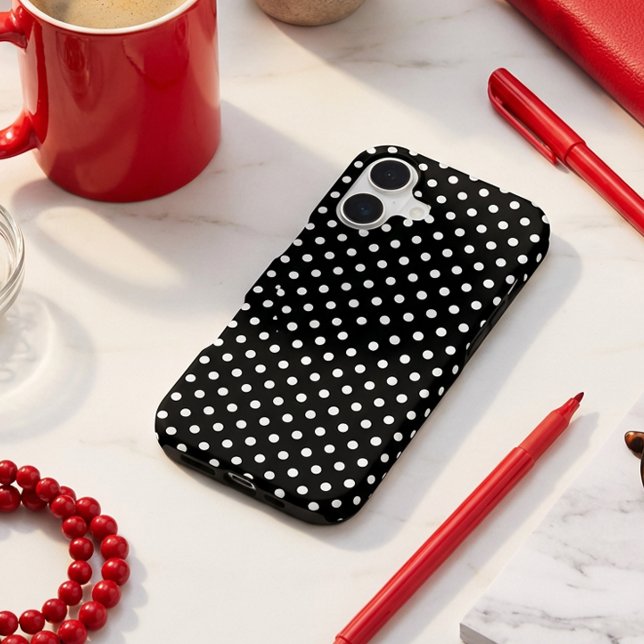 Simple Black and White Polka Dot Basic Pattern Case-Mate iPhone Case (Creator Uploaded)