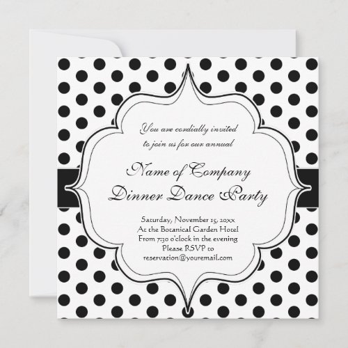 Simple Black and White Polka Dot Basic Pattern Invitation