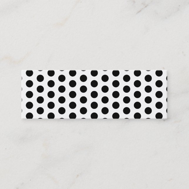 Simple Black and White Polka Dot Basic Pattern Mini Business Card (Front)