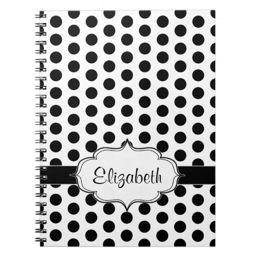 Simple Black and White Polka Dot Basic Pattern Notebook