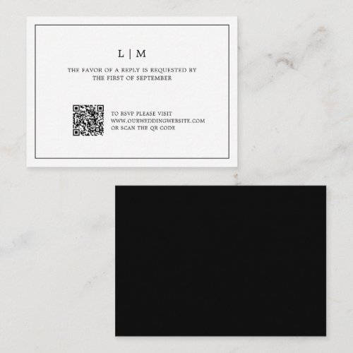 Simple Black and White QR Code Budget Wedding RSVP