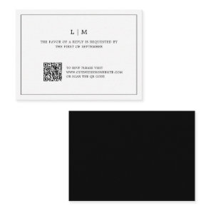 Simple Black and White QR Code Budget Wedding RSVP Note Card