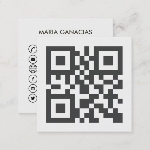 Simple Black and White QR Code Business Card