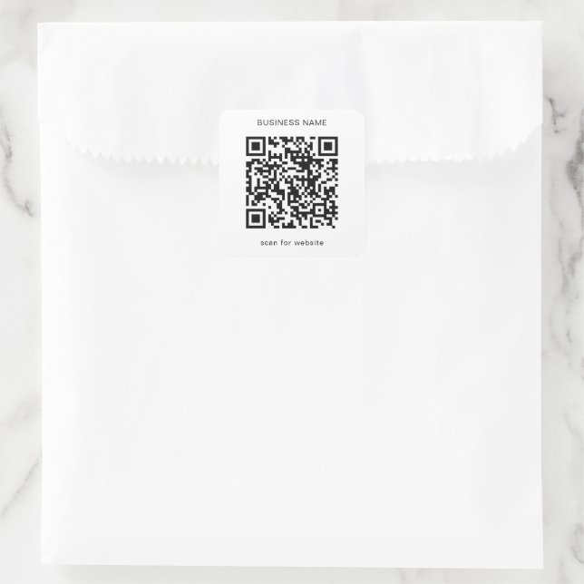 Simple Black and White QR Code Business Square Sticker (Bag)