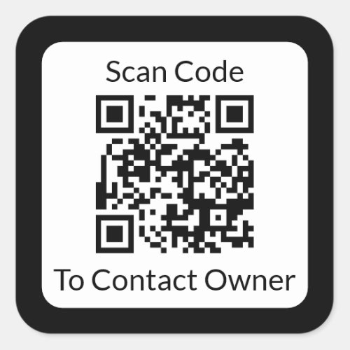 Simple Black and White QR Code Lost and Found Square Sticker