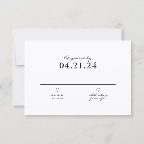 Simple Black and White QR Code Wedding RSVP Card