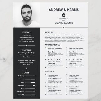 Simple Black and White Resume, CV + Letter