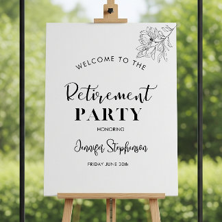 Simple Black And White Retirement Party Welcome Foam Board
