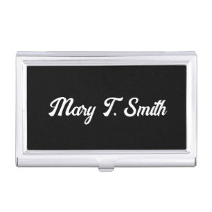 Simple Black and White Retro Script Cursive Name Business Card Case