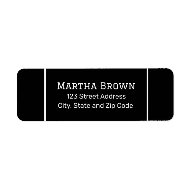 Simple Black and White Return Address Label (Front)