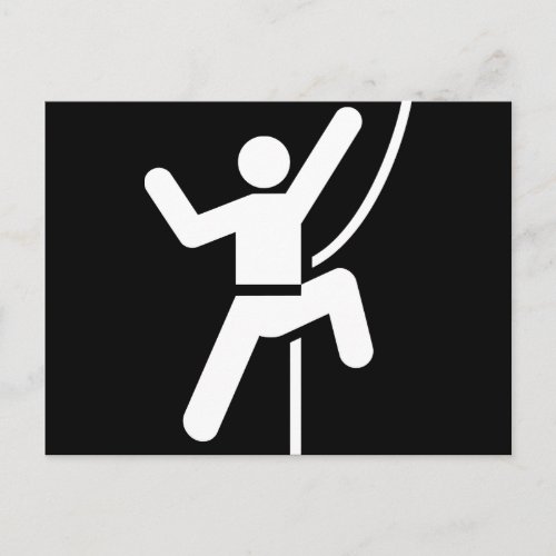 Simple Black and White Rock Climbing Icon Postcard
