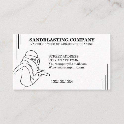 Simple Black and White Sandblasting Cleaning Business Card