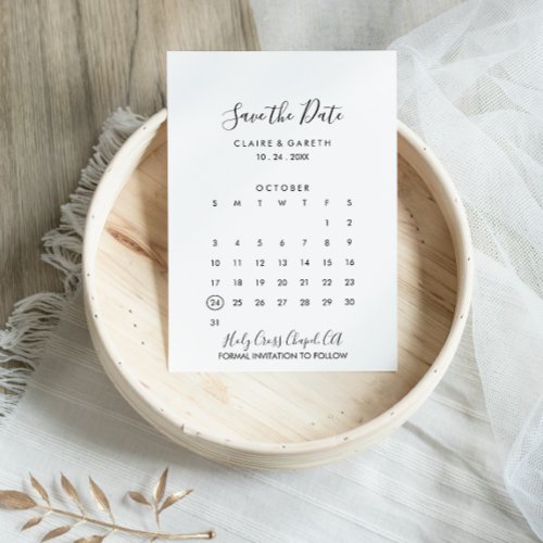 Simple Black and White Save the Date Calendar