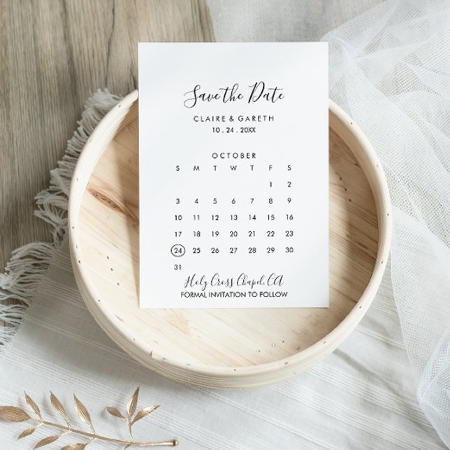 Simple Black and White Save the Date Calendar (Creator Uploaded)