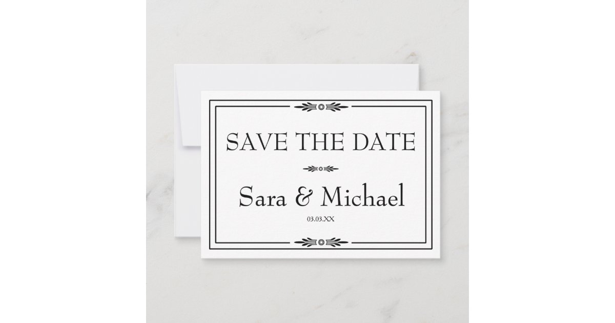Simple Black and White Save the Date Card