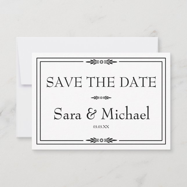 Simple Black and White Save the Date Card (Front)
