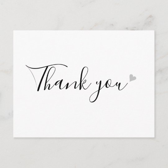 Simple Black and White Script Business Thank You Postcard | Zazzle.com