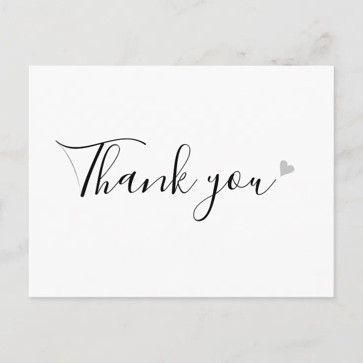 Simple Black and White Script Business Thank You Postcard | Zazzle