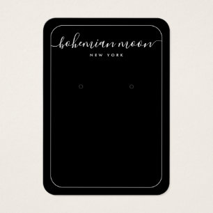 Simple black and white script jewelry display card