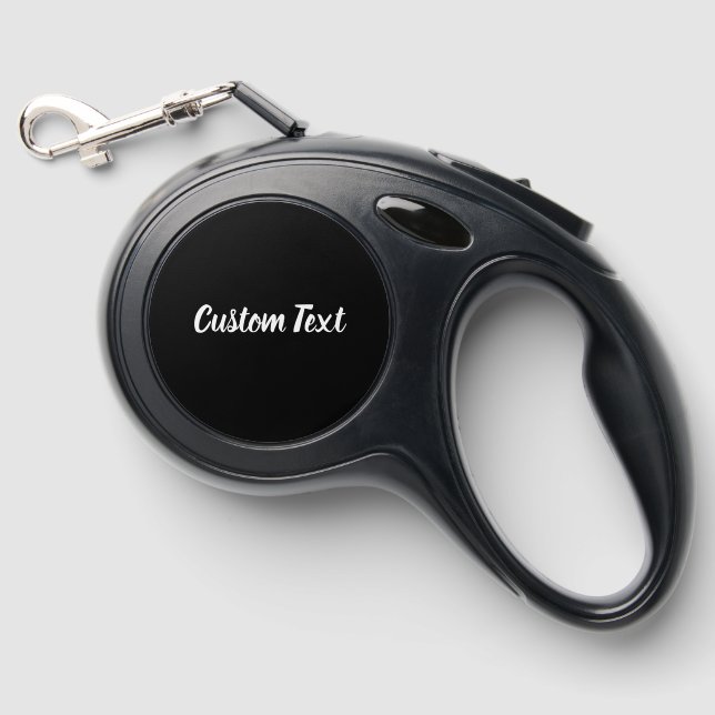 Simple Black and White Script Name Text Template Retractable Pet Leash (Front)
