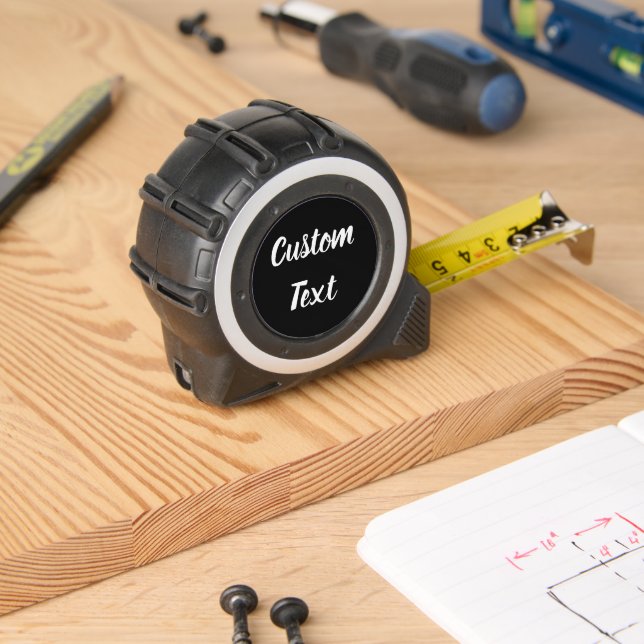 Simple Black and White Script Name Text Template Tape Measure (Woodwork)