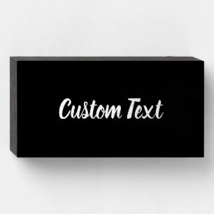Simple Black and White Script Name Text Template Wooden Box Sign