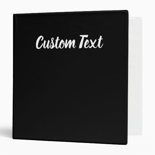 Simple Black and White Script Text Template 3 Ring Binder