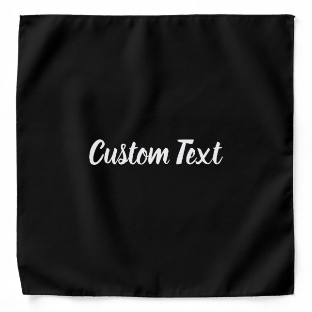 Simple Black and White Script Text Template Bandana (Front)